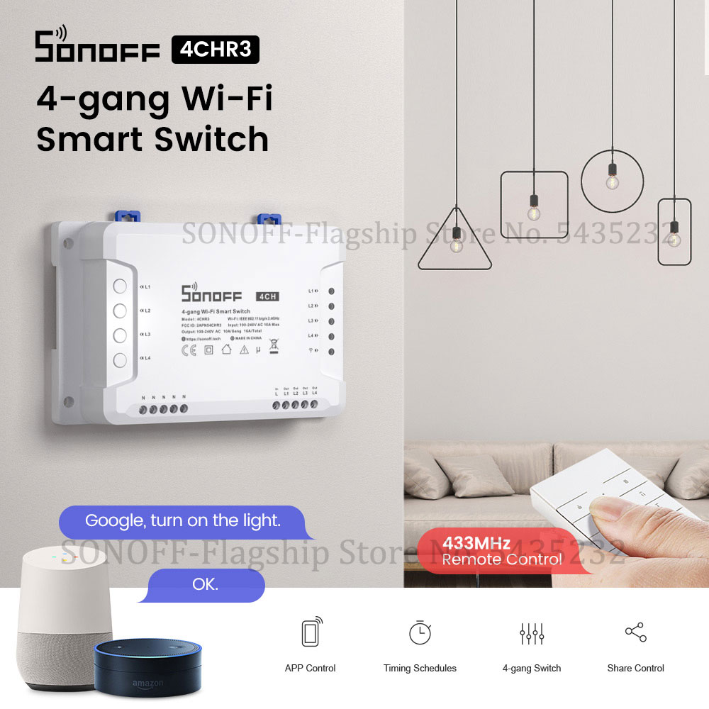 Relay Module 4 Channel - Itead SONOFF 4CH R3 Wifi اللاسلكية