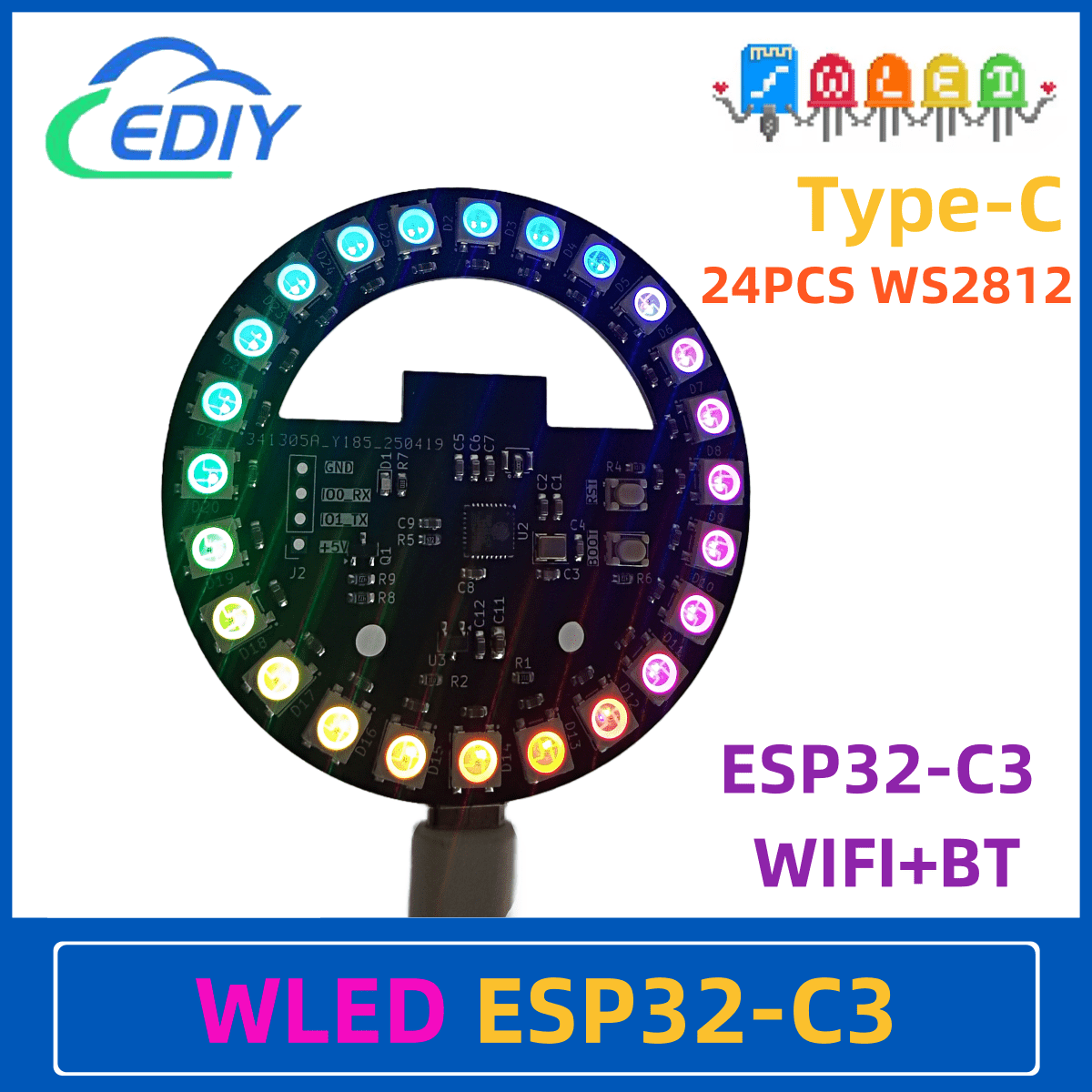 Ws2812B - WLED ESP32-C3 مجلس التنمية ضوء ملون
