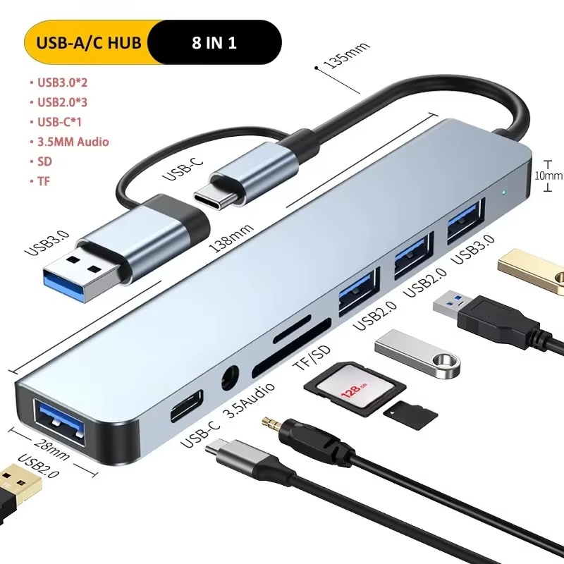 محول USB متعدد المنافذ 8 في 1  - مراجعة Sd Card Module وسعره